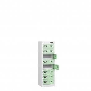 Low Tablet Locker - 8 Door - 8 Compartment - Non-Charging - Sloped Top - H1150 x W300 x D300mm