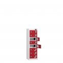 Tablet Locker - Low 8 Vision Door - 8 Compartment - Charging - 3 Pin Sockets - Flat Top - H1000 x W300 x D300mm