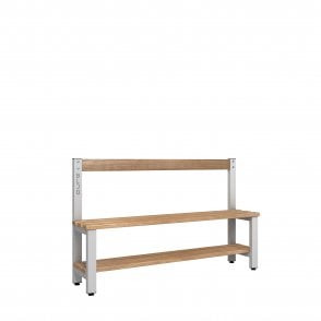 Low Bench with Back Rest - Single Sided - Length 1000 - Depth 350 - Seat Height 350/400/450 - Overall Height: 770/820/870 - Base Shelf Included