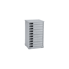 Store and charge 10 mini devices (up to 8 inches) including tablets, iPods, iPads, iPad Mini’s, iPhones, mobile phones and Kindles for BYOD users Unit size: W418 x D350 x H962mm