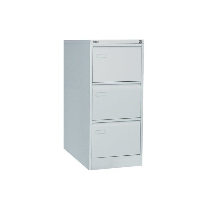 Mainline 3 drawer filing cabinet with swan neck grip handle - Grey