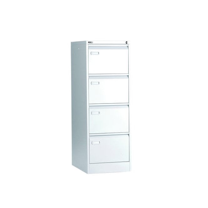 Mainline 4 drawer filing cabinet with swan neck grip handle - White