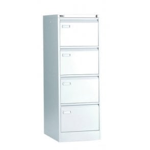 Mainline 4 drawer filing cabinet with swan neck grip handle - White