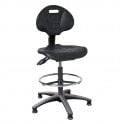 Medium back draughtsman chair without arms, polyurethane with an adjustable footring, on glides - Black - Seat Width: 460mm - Seat Depth 420mm - Overall Height: 920-1280mm