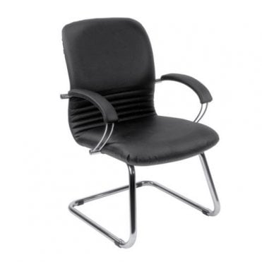 Medium back manager armchair - Chrome cantilever frame - Black Leather