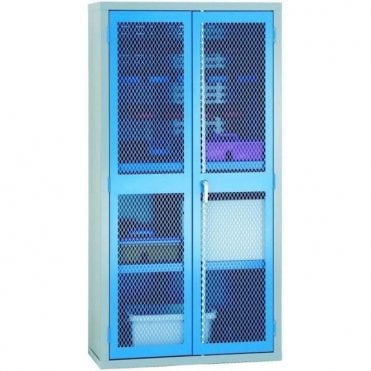 Mesh Door Cabinet - 1/2 Louvred 2 Shelves