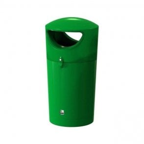 85 LitreMetro Hooded Litter Bin Height1082 x Diameter547mm - GREEN