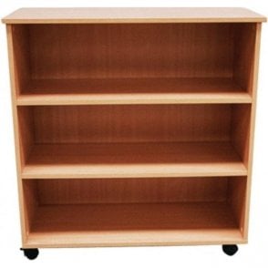 Mobile Bookcase H700 x W900 x D360mm - Beech Finish