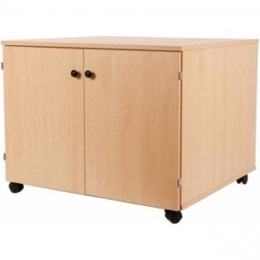 Mobile Paper Cabinet with Pull Out Shelves H700 x W900 x D800mm - Beech Finish