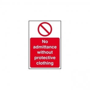 No Admittance without Protective Clothing Sign 300 x 200mm - Self Adhesive Vinyl
