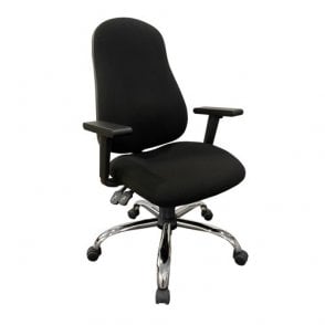 OC5 - High back operator chair with height adjustable arms and on a chrome base - Black fabric - Seat Width: 500mm - Seat Depth 480mm - Overall Height: 980-1100mm