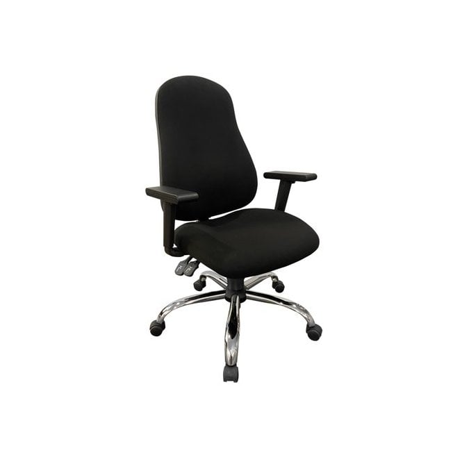 OC5 - High back operator chair with height adjustable arms and on a chrome base - Charcoal Fabric - Seat Width: 500mm - Seat Depth 480mm - Overall Height: 980-1100mm