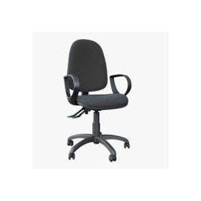 OC9 - High back operator chair with fixed arms - Charcoal fabric - Seat Width: 480mm - Seat Depth 460mm - Seat Height: 465-495mm