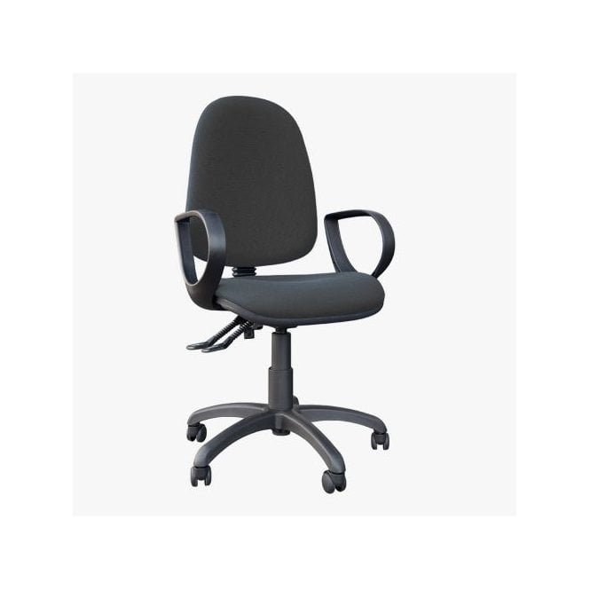 OC9 - High Back operator Chair with fixed arms - Charcoal Fabric