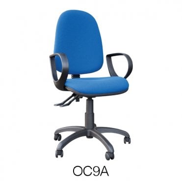 OC9 - High Back operator Chair with fixed arms - Cobalt Blue Fabric