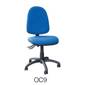 OC9 - High back operator chair without arms - Cobalt blue fabric - Seat Width: 480mm - Seat Depth 460mm - Seat Height: 465-495mm