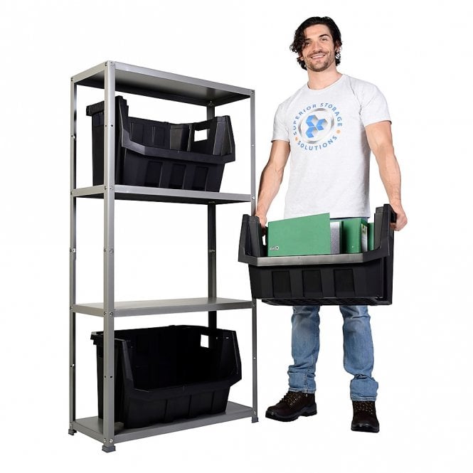 OFFICE EASY Light Duty Shelving 1450mm High x 750mm Wide with Boulder MAX 8 Picking Bins