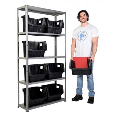 OFFICE EASY Light Duty Shelving 1750mm High x 900mm Wide with Boulder MAX 6 Picking Bins