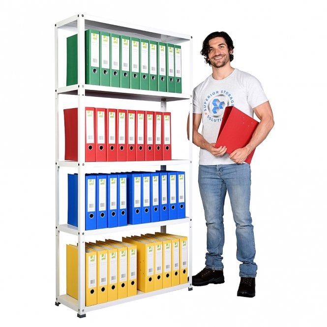 OFFICE EASY Light Duty Shelving WHITE 1750mm High x 900mm Wide