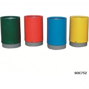75 Litre Outdoor Open Top Litter Bin Height745 x Diameter485mm - YELLOW