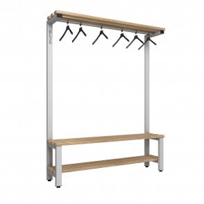 Overhead Hanging Bench - Single Sided - Length 1500 - Depth 350 - Seat Height 350/400/450 - Overall Height: 1200/1400/1800 - Base Shelf Included