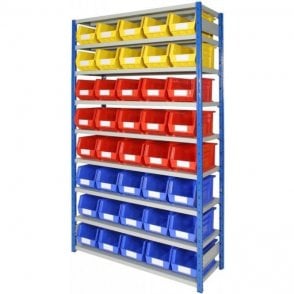 Picking Bins on Expo 4 Shelving KIT 01 H2000 x W1150 x D400mm with 9 Shelves & 40 Bin40