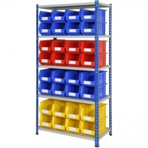 Picking Bins on J Rivet Racking KIT 02 H1830 x W915 x D457mm with 5 Shelves & 32 Bin40