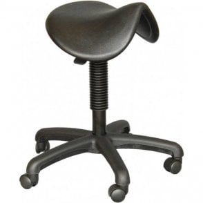 Polyurethane Saddle Stool with Castors Height Adjustment 530-720mm
