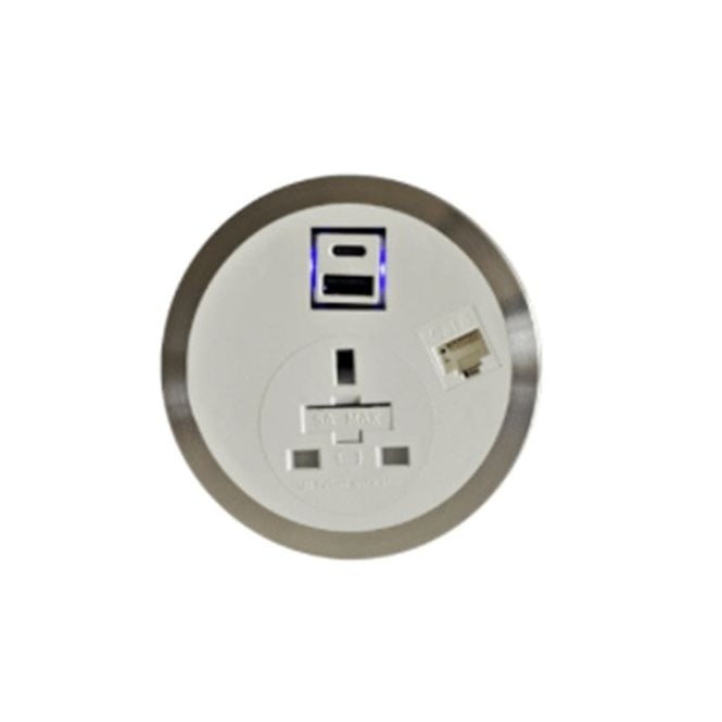 Port-El 1 power, smart charge & RJ45 data port - White