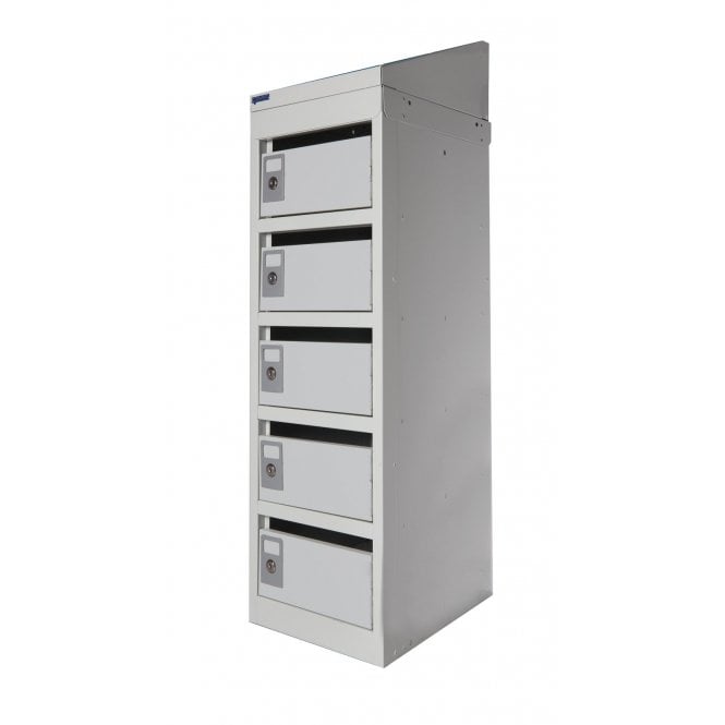 Post Box Locker 5 comp grey with light grey doors