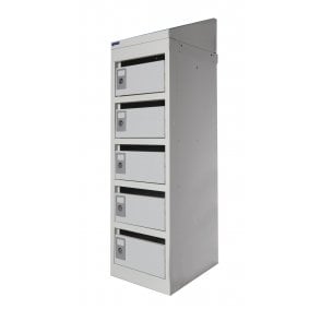 KIT D: Mailroom Locker - 5 Compartment - Light Grey with Light Grey Doors and Sloping Top