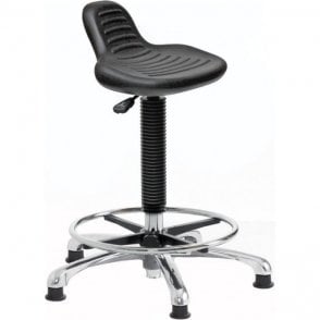 Posture Stool Chrome with Mini Back Rest, Foot Rest & Feet