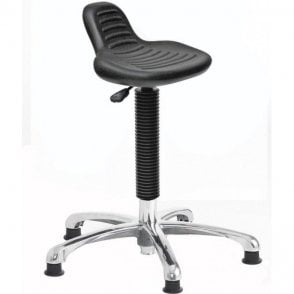 Posture Stool Chrome with Mini Back Rest & Castors Height Adjustment 580-800mm