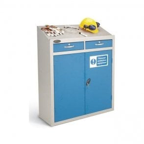 PPE Work Station with Doors / No Drawers H1210 x W915 x D460mm supplied with 2 Adjustable Shelves 65kg UDL