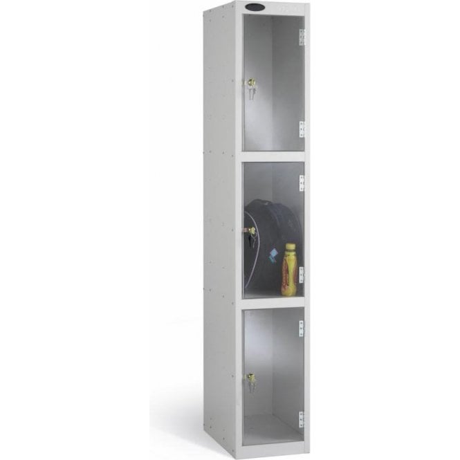 Three Compartment Clear Door Locker H1780 x W305 x D305mm