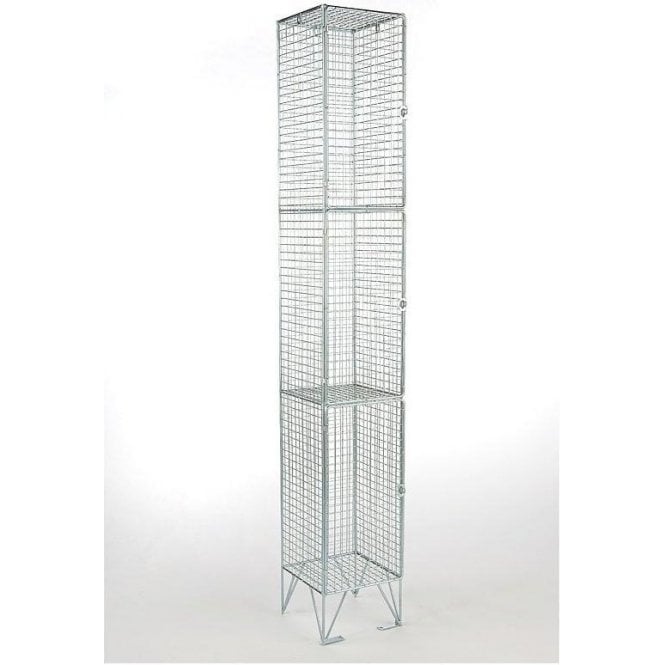 Three Compartment Wire Mesh Locker H1980 x W305 x D305mm