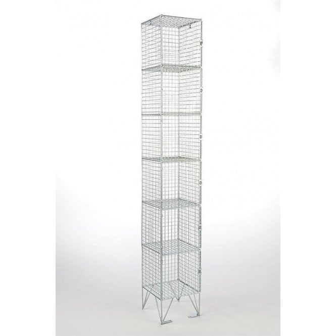 Six Compartment Wire Mesh Locker H1980 x W305 x D305mm