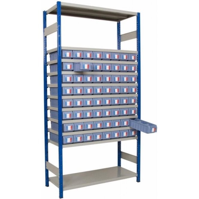 Shelf Trays on Expo 4 Shelving KIT B H2000 x W1000 x D300mm with 11 Shelves 110kg UDL & 64no. 117x90x300 trays