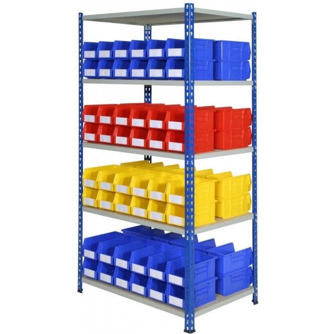 Picking Bins on J Rivet Racking KIT 04 H1830 x W915 x D610mm with 5 Shelves & 96 Bin30