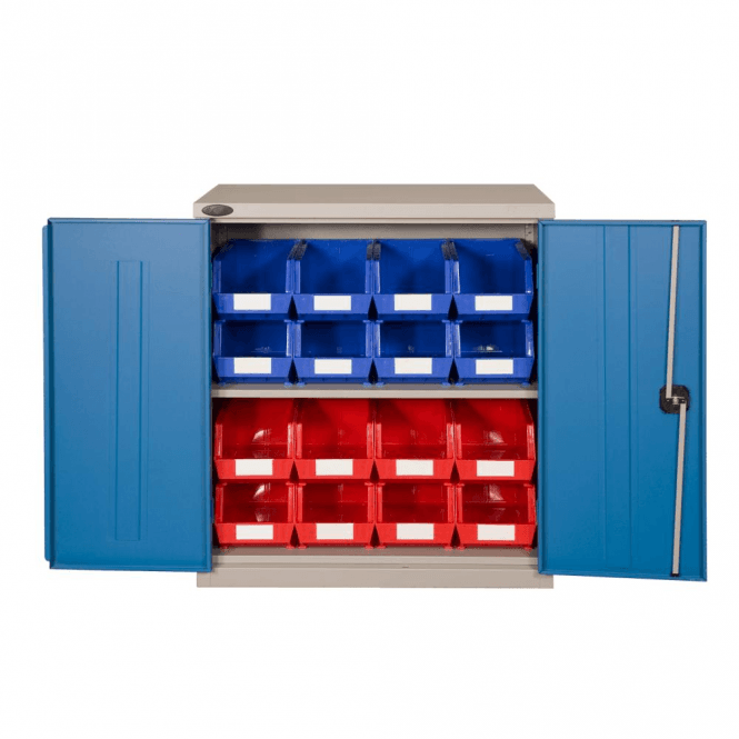 Industrial Cupboard H1015 x W915 x D460mm supplied with 1 Adjustable Shelf 85kg UDL + 16 BIN40