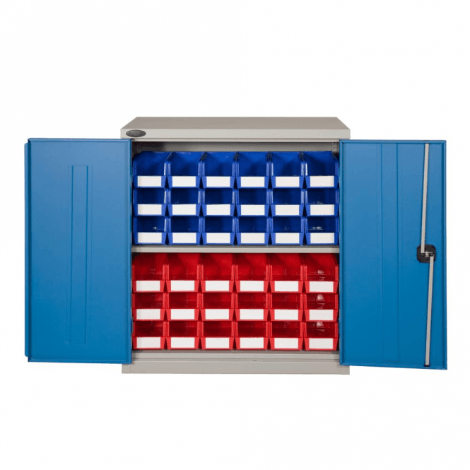 Industrial Cupboard H1015 x W915 x D460mm supplied with 1 Adjustable Shelf 85kg UDL + 36 BIN30