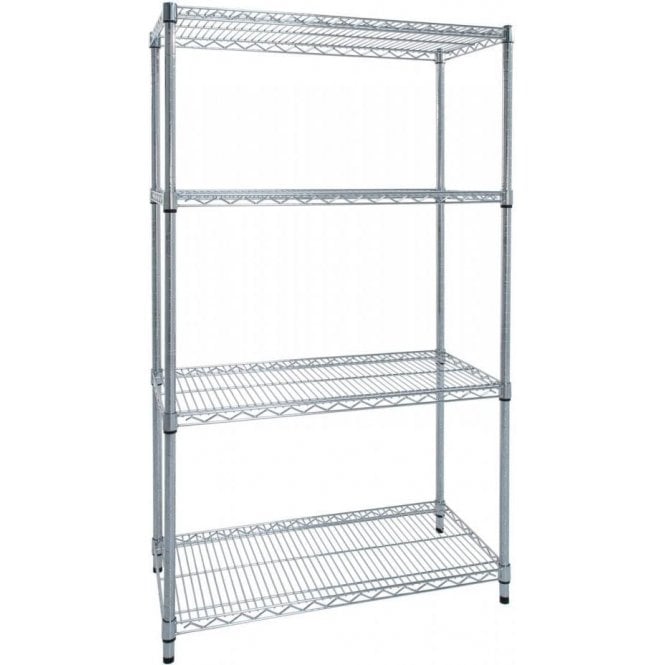 Chrome Wire Shelving H1895 x W610 x D305mm 4 Shelf Level 300kg UDL