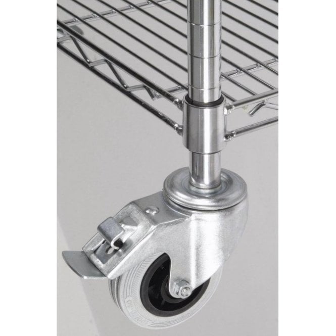 Standard 100mm diameter Braked Castor for Chrome Wire Shelving