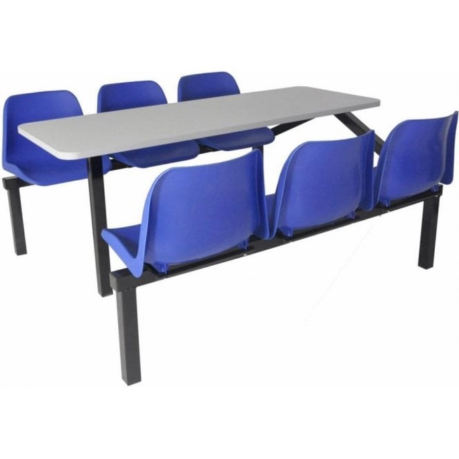 6 Seat Single Entry Canteen Table with BLUE Chairs Length1580 x Width1690 x Height725mm