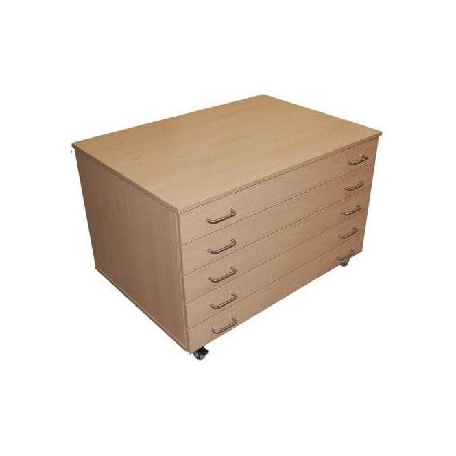 Mobile A1 Paper Cabinet H650 x W1000 x D700mm - Beech Finish