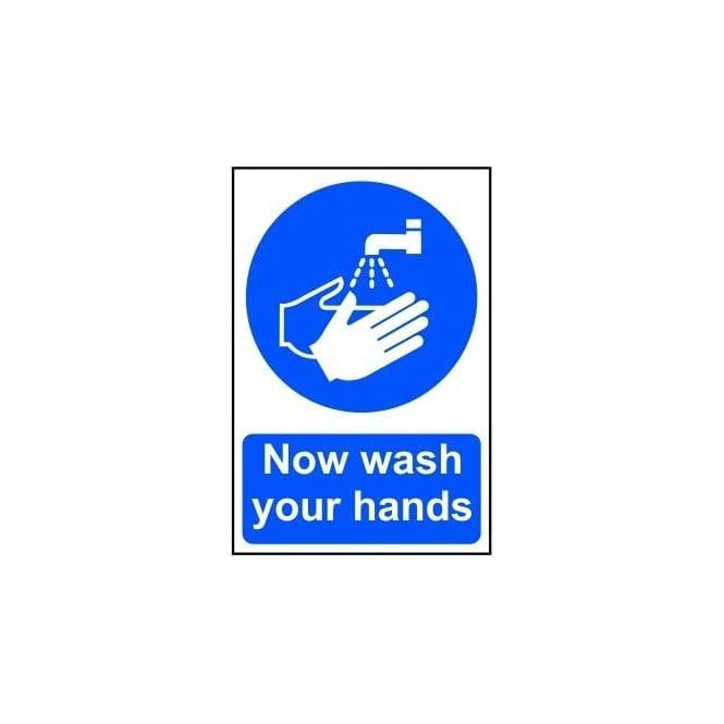Now Wash your Hands Sign 300 x 100mm - Self Adhesive Vinyl