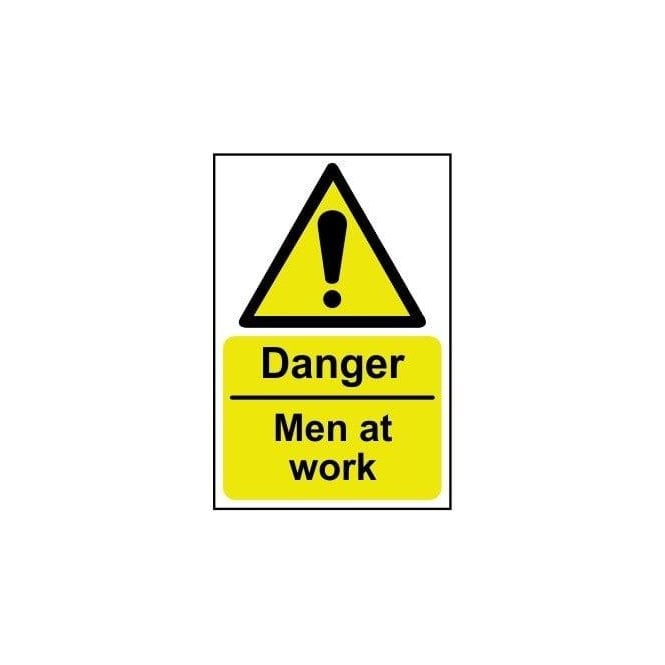Danger Men at Work Sign 300 x 200mm - Self Adhesive Vinyl