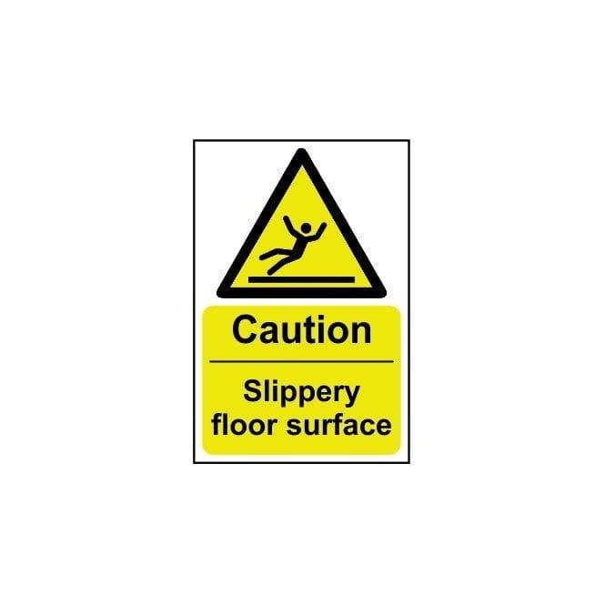 Caution Slippery Floor Surface Sign 300 x 200mm - Self Adhesive Vinyl
