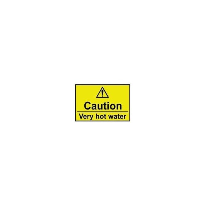 Caution Very Hot Water Sign 50 x 75mm - Self Adhesive Vinyl