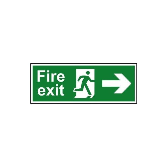 Fire exit (Man arrow right) 400 x 150mm - Self Adhesive Vinyl